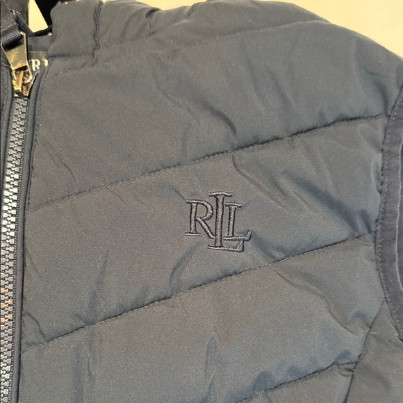 Lauren Ralph lauren Navy Quilted Puffer Vest Hooded Zip Front RLL Logo Size Med. - Picture 7 of 15